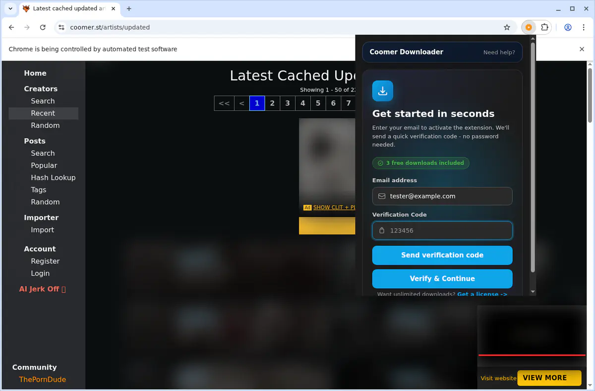 Coomer Video Downloader browser extension screenshot 5